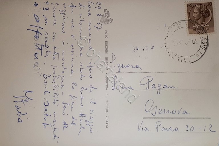 Cartolina - Val Fiscalina - Alb. Dolomiti - 1957