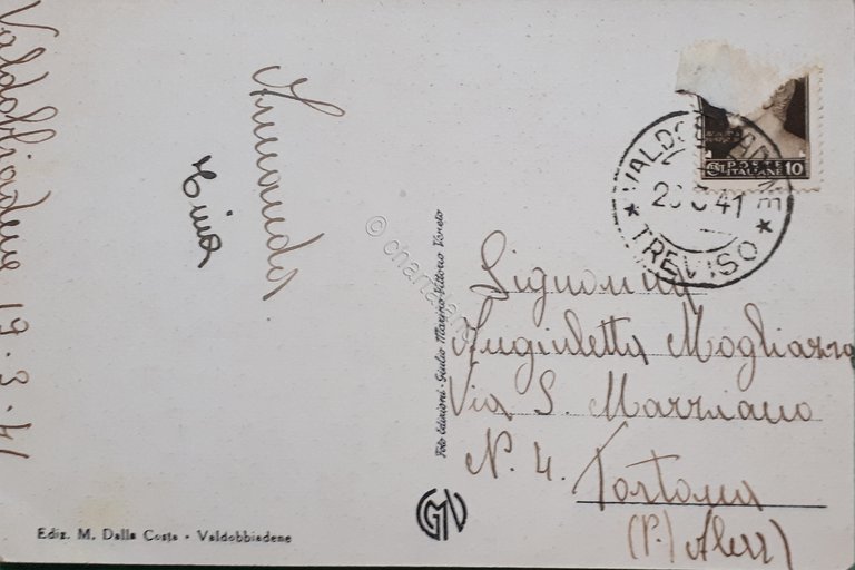 Cartolina - Valdobbiadene - Viale Regina Margherita - 1941