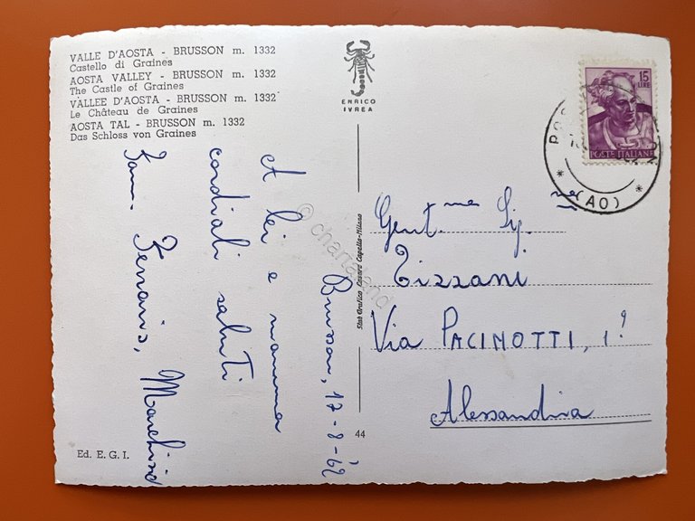 Cartolina - Valle d'Aosta - Brusson - Castello di Graines …