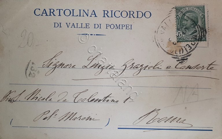 Cartolina - Valle di Pompei - Stazione ferroviaria - 1908