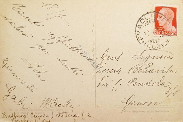 Cartolina - Valle Grana - Pradleves - Panorama - 1933