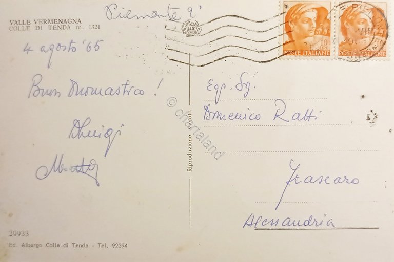 Cartolina - Valle Vermenagna - Colle di Tenda - 1965