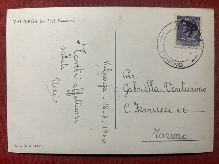 Cartolina - Valperga ( Torino ) - Panorama - 1960
