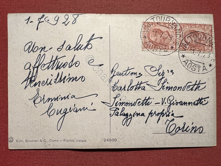 Cartolina - Valtournanche - Panorama Generale - 1928