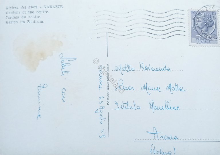 Cartolina - Varazze - Giardini Centrali - 1959