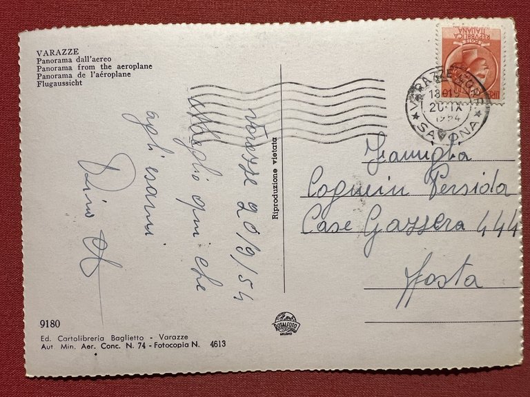 Cartolina - Varazze - Panorama dall'aereo - 1954 | Immagine Gallery 2
