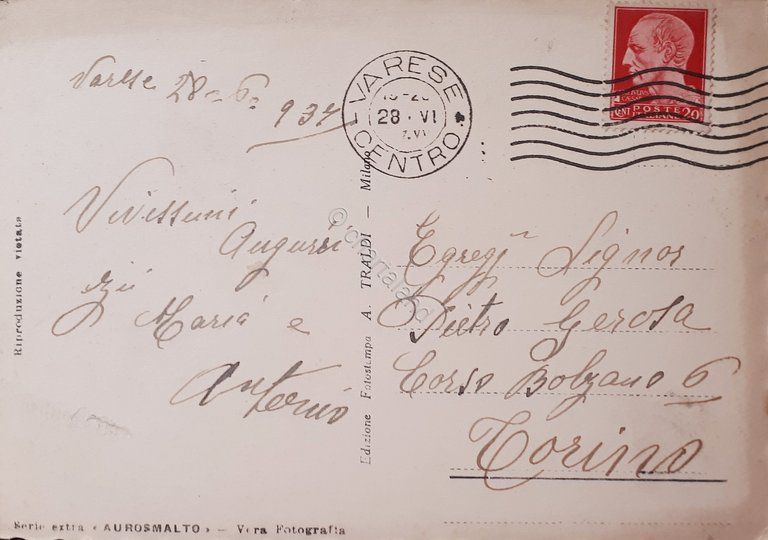 Cartolina - Varese - Palazzo del Governo - 1937