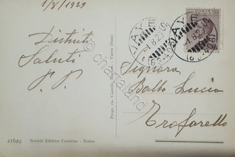 Cartolina - Vayes ( Susa ) - Albergo Centrale - …