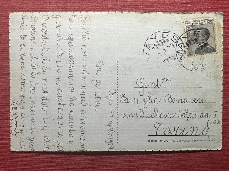 Cartolina - Vayes ( Susa ) - Panorama - 1929