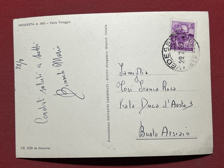 Cartolina - Vedeseta - Valle Taleggio ( Bergamo ) - …