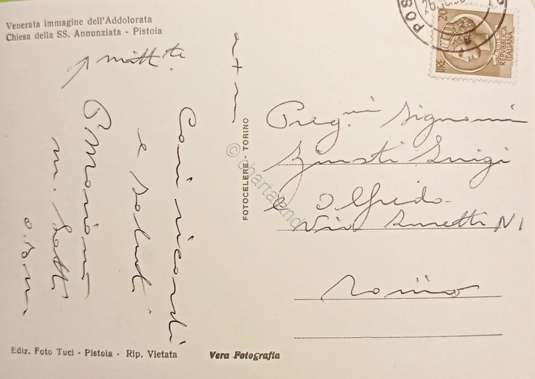 Cartolina - Venerata immagine Addolorata - Chiesa SS. Annunziata - …
