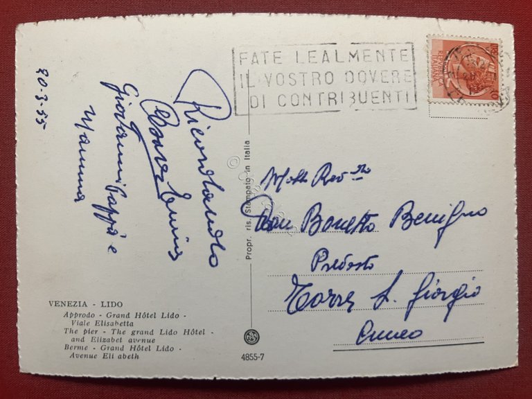 Cartolina - Venezia - Lido - Approdo - Grand Hotel …