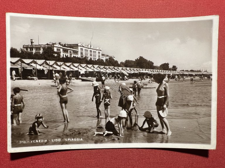 Cartolina - Venezia - Lido - Spiaggia - 1934