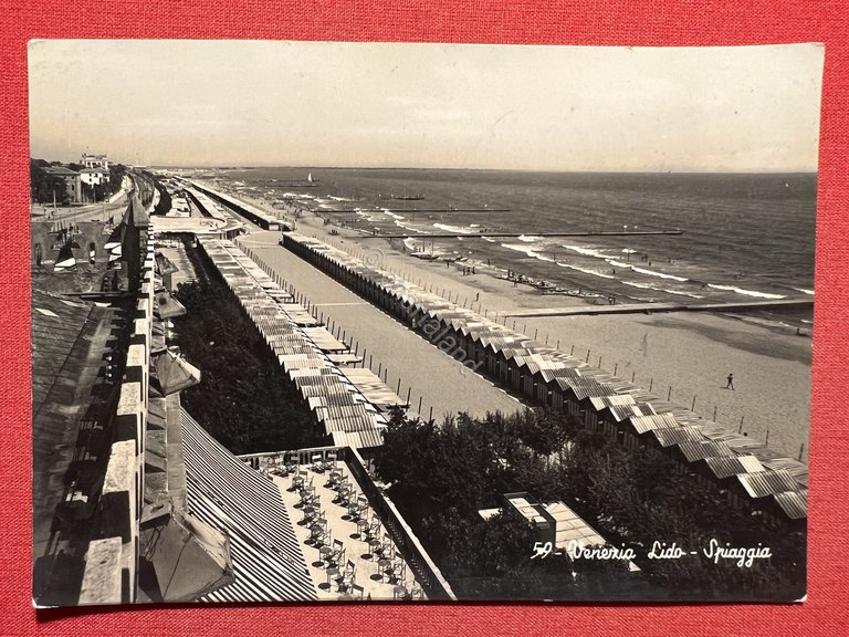 Cartolina - Venezia Lido - Spiaggia - 1953
