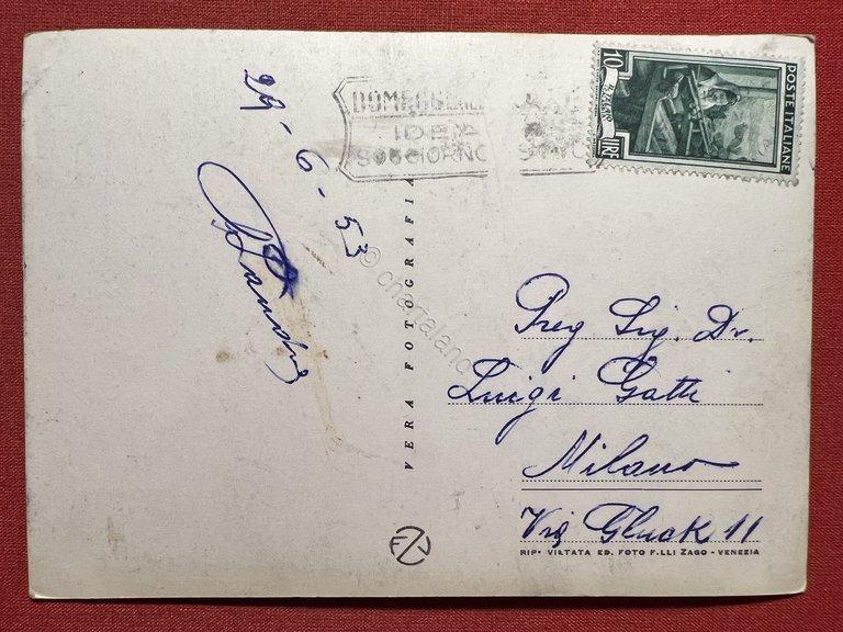 Cartolina - Venezia Lido - Spiaggia - 1953