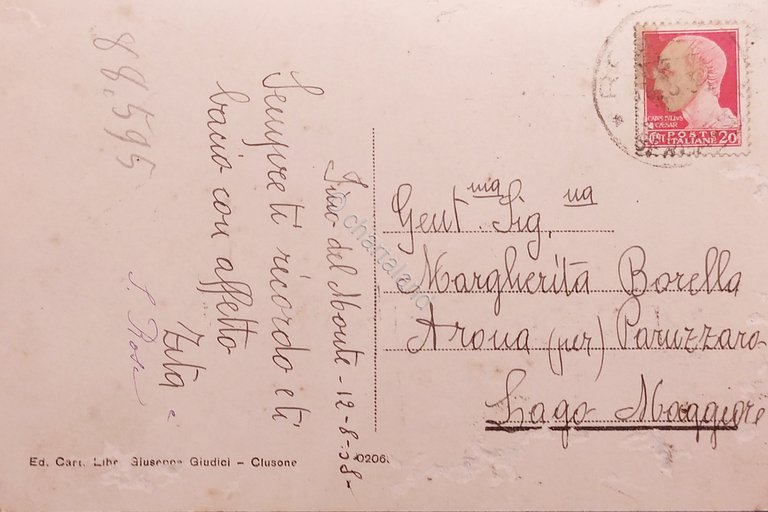 Cartolina - Versante Meridionale del Pizzo Camino - 1938