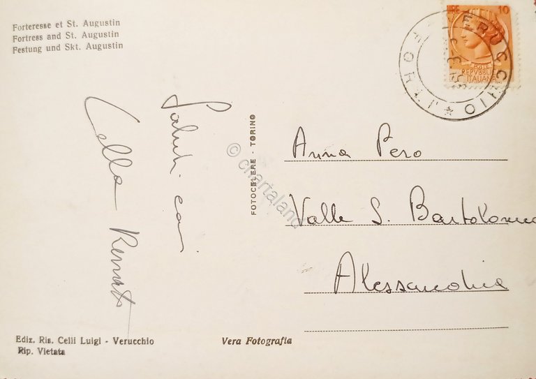 Cartolina - Verucchio - Rocca e S. Agostino - 1955 …