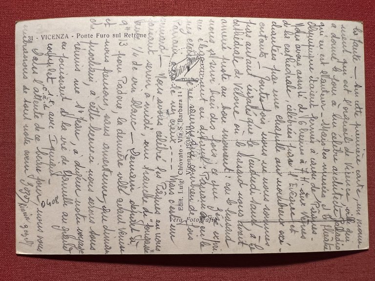 Cartolina - Vicenza - Ponte Furo sul Retrone - 1935 …