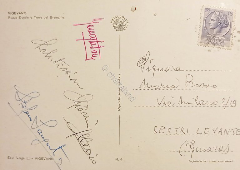 Cartolina - Vigevano - Piazza Ducale e Torre del Bramante …
