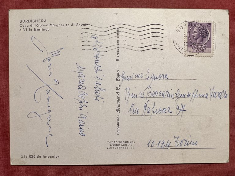 Cartolina - Villa Margherita - Bordighera - Villa Etelinda - …