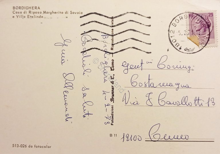 Cartolina - Villa Margherita - Bordighera - Villa Etelinda - …