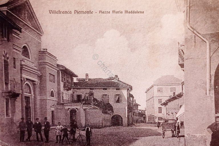 Cartolina - Villafranca Piemonte - Piazza Maria Maddalena - 1920 …