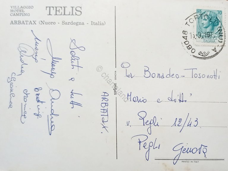 Cartolina - Villaggio Hotel Camping Telis - Arbatax ( Nuoro …