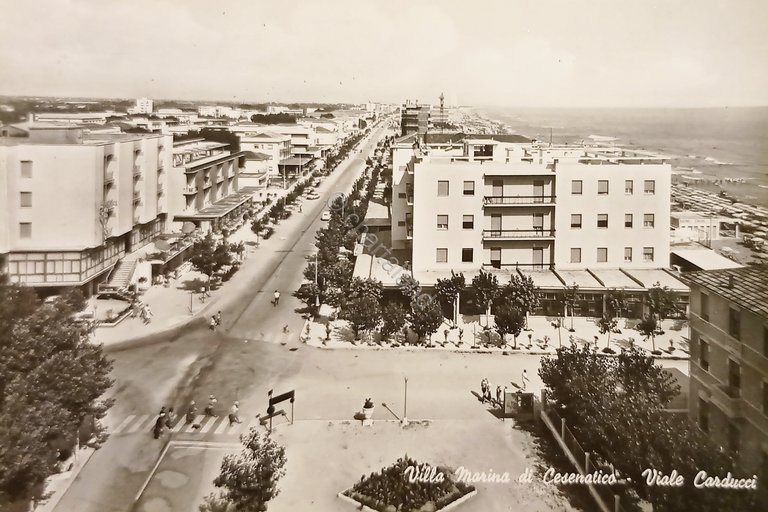 Cartolina - Villamarina di Cesenatico - Viale Carducci - 1964
