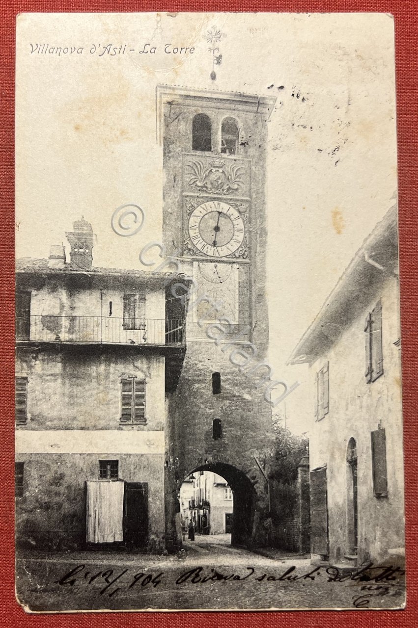 Cartolina - Villanova d'Asti - La Torre - 1904