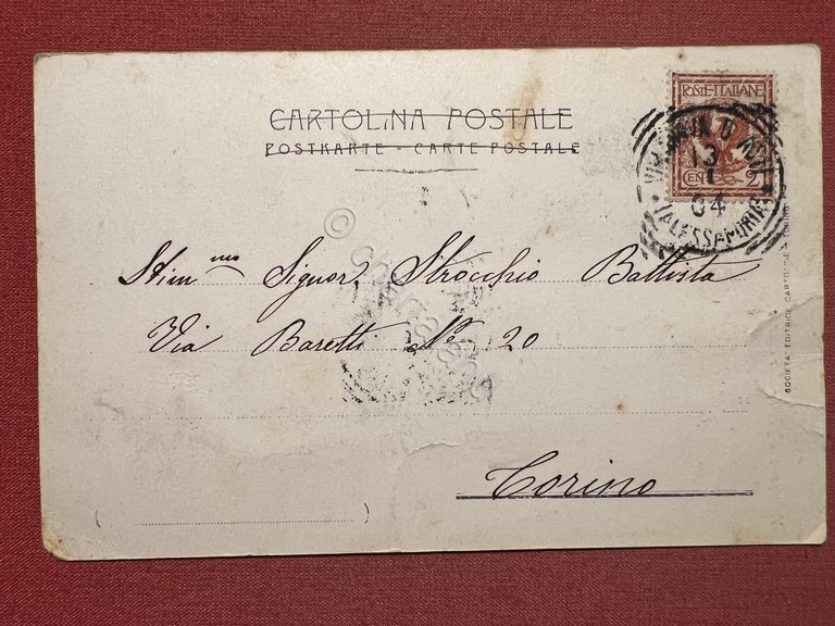 Cartolina - Villanova d'Asti - La Torre - 1904