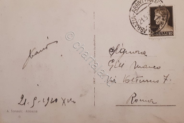 Cartolina - Ville di Icici - Abbazia - 1920