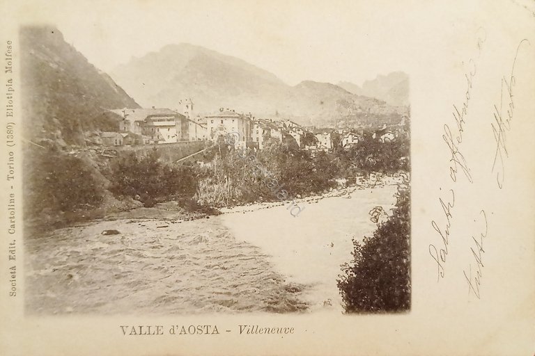 Cartolina - Villeneuve ( Valle d'Aosta ) - 1900