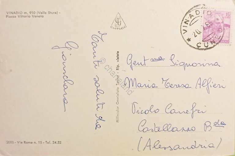 Cartolina - Vinadio ( Valle Stura ) - Piazza Vittorio …