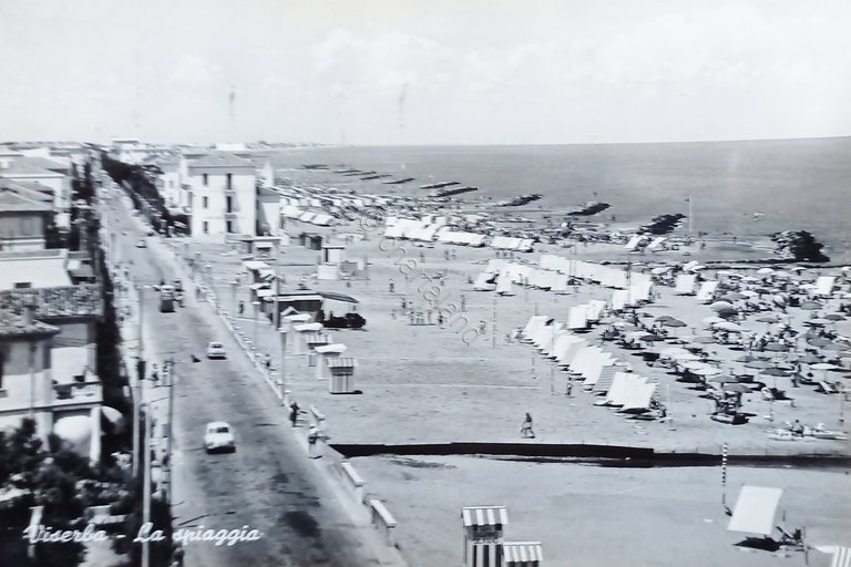 Cartolina - Viserba - La Spiaggia - 1961