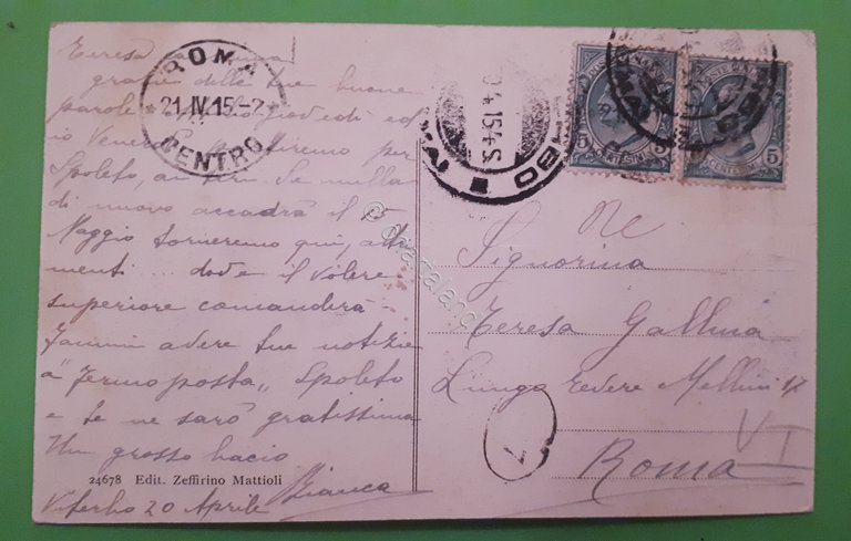 Cartolina - Viterbo - Palazzo Papale ora Episcopio - 1915