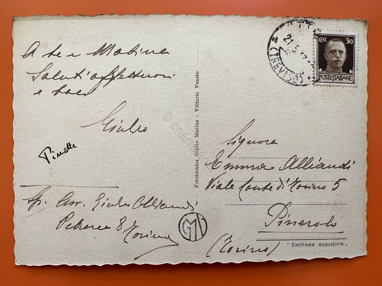 Cartolina - Vittorio Veneto (Treviso) - Giardini Pubblici - 1947