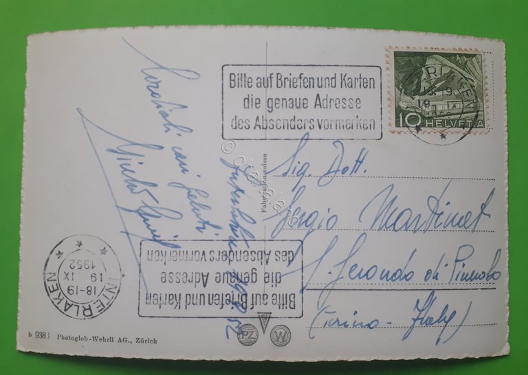 Cartolina - Wengernalpbahn mit Jungfrau - 1952 | Immagine Gallery 2
