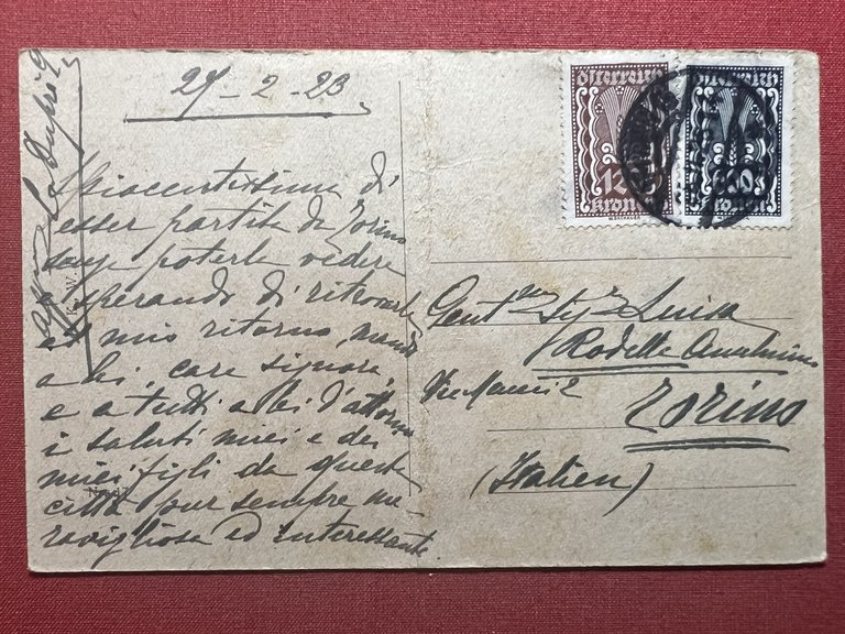 Cartolina - Wien - Universität mit Lieben Denkmal - 1923