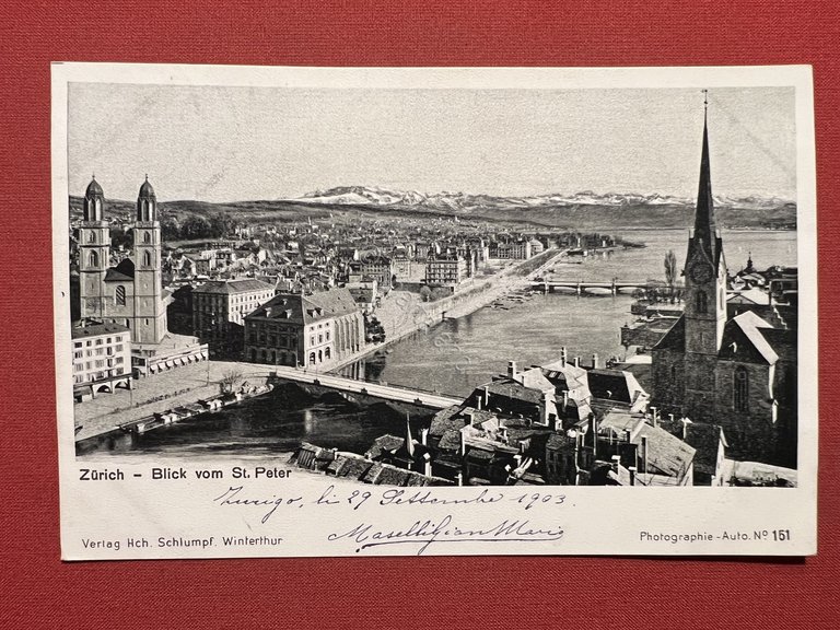 Cartolina - Zurich - Blick vom St. Peter - 1903