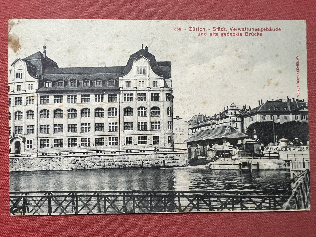 Cartolina - Zürich - Stadt. Verwaltungsgebäude und alte gedeckte Brücke … | Immagine principale