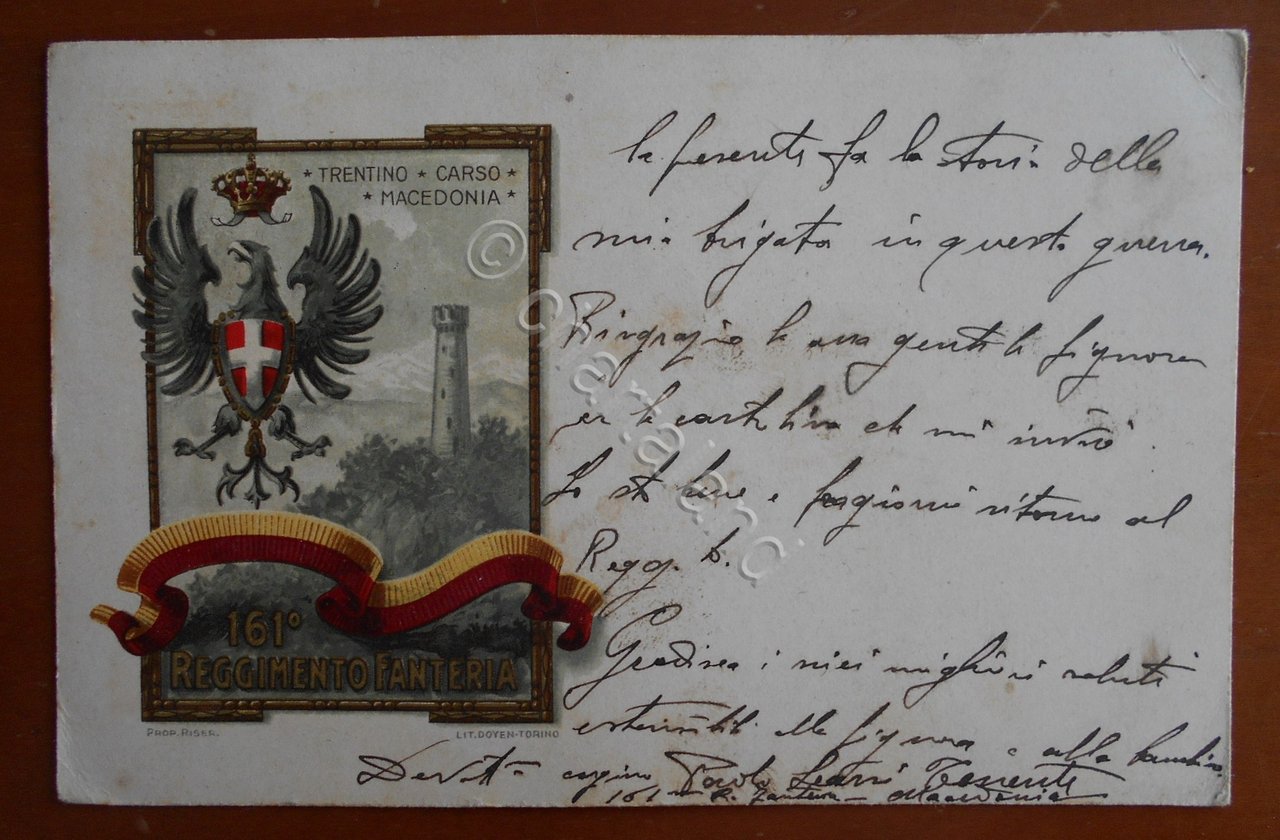 Cartolina 161° REGGIMENTO FANTERIA - 1917