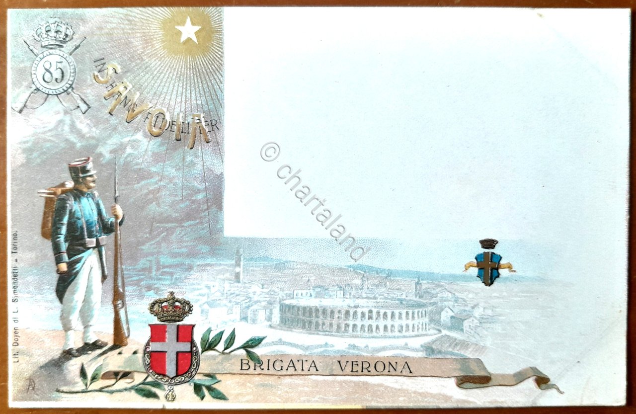 Cartolina 85° Reggimento Fanteria - Brigata Verona - 1905 ca. | Immagine principale