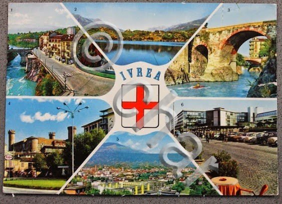 Cartolina a colori - vedute di Ivrea anni '60