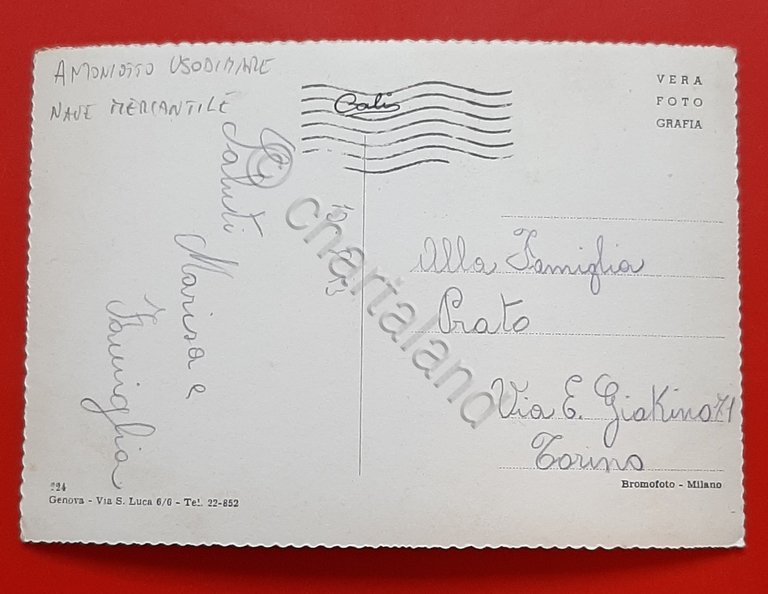 Cartolina A. Usodimare - Nave Mercantile - 1953