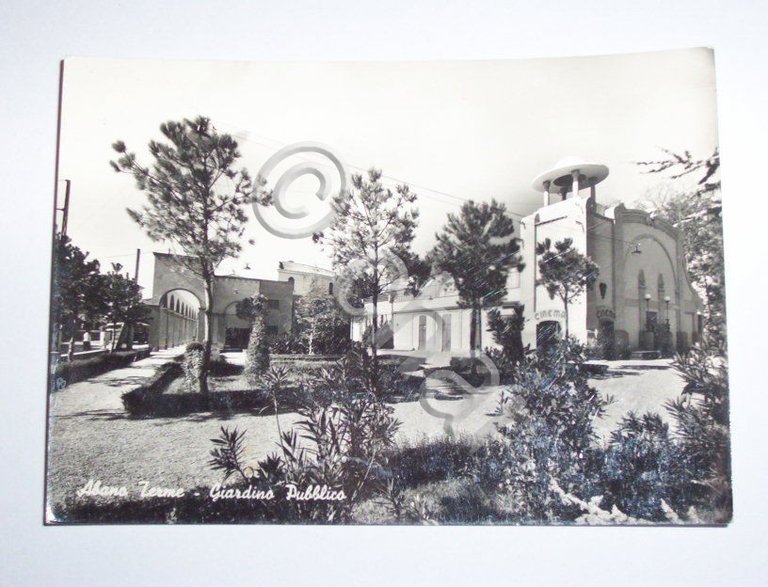 Cartolina Abano Terme - Giardino Pubblico 1953