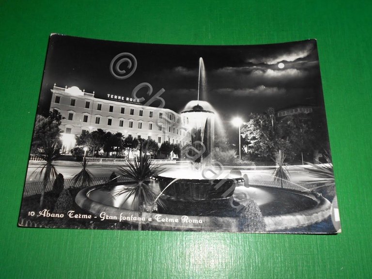 Cartolina Abano Terme - Gran fontana e Terme Roma 1960.