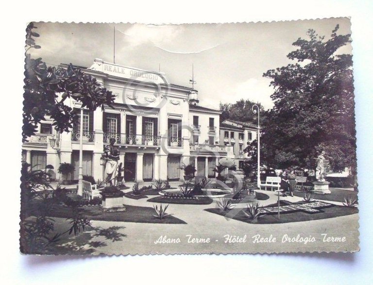 Cartolina Abano Terme - Hotel Reale Orologio 1952