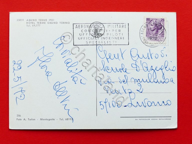 Cartolina Abano Terme - Hotel Terme Grand Torino - 1972