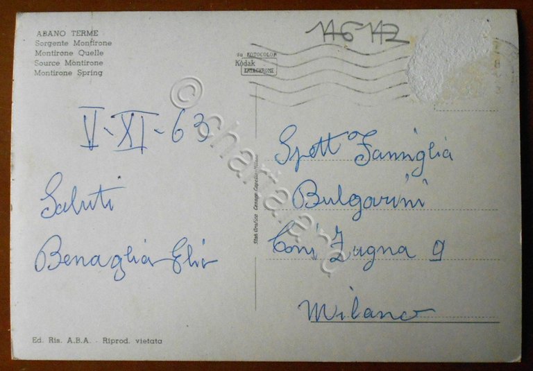 Cartolina Abano Terme - Sorgente Montirone - 1963 | Immagine Gallery 2