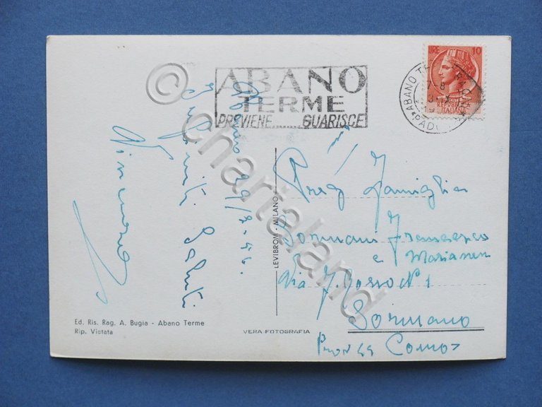 Cartolina Abano Terme - Stabilimento Termale Al Sole - 1956